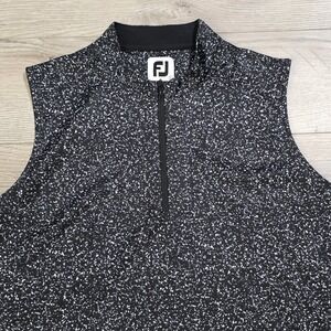FootJoy Golf Shirt Women's L Black Gray 1/4 Zip Sleeveless Performance Polo NWOT